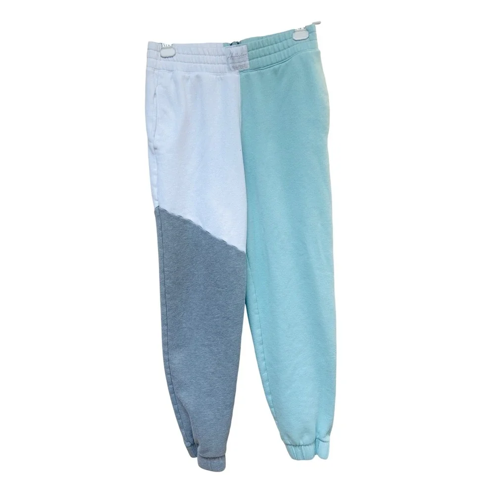 Hollister Y2K Women Mint Green White Colorblock Cropped‎ Zip Hoodie & Joggers